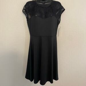 Rock Steady Lace Dress Womens Size Large Black ModCloth Retro Stretch A-Line